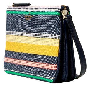 NWT KATE SPADE Triple Gusset Jackson Boardwalk Stripe Multi Color Crossbody Bag